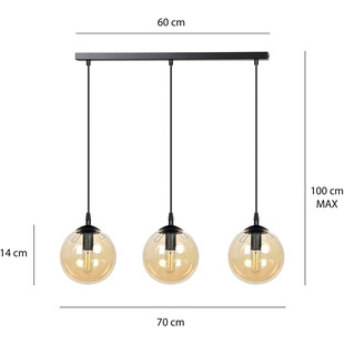 Lampa Cosmo III - Szklane Kule, Bursztynowy Odcień | Emibig