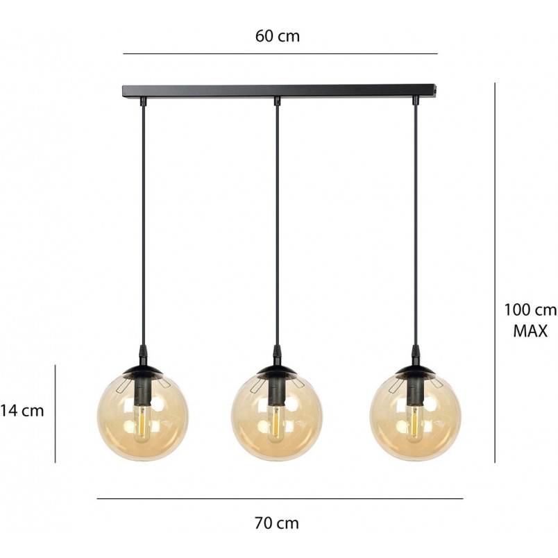 Lampa Cosmo III - Szklane Kule, Bursztynowy Odcień | Emibig