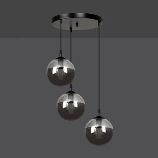 Lampa Wisząca Cosmo III Emibig | Szkło, 40cm, Czarno-Grafitowa