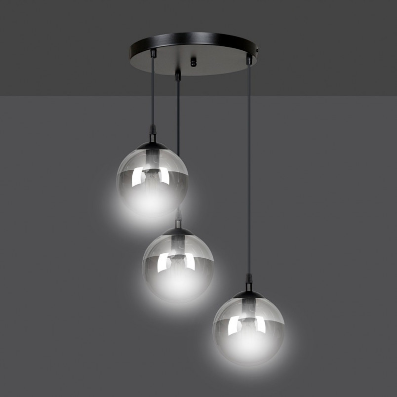 Lampa Wisząca Cosmo III Emibig | Szkło, 40cm, Czarno-Grafitowa