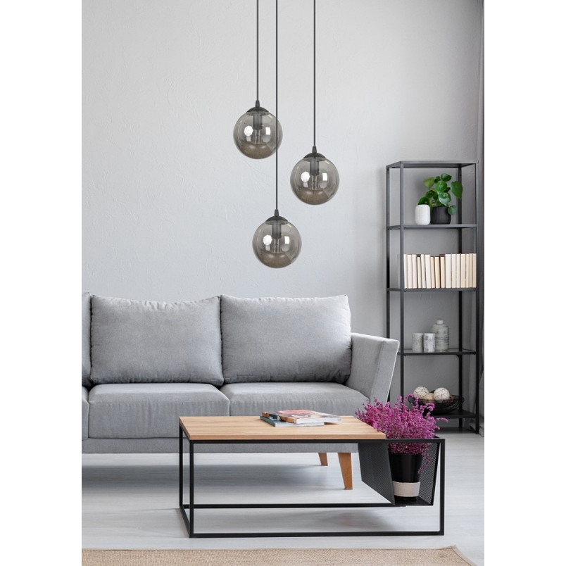 Lampa Wisząca Cosmo III Emibig | Szkło, 40cm, Czarno-Grafitowa