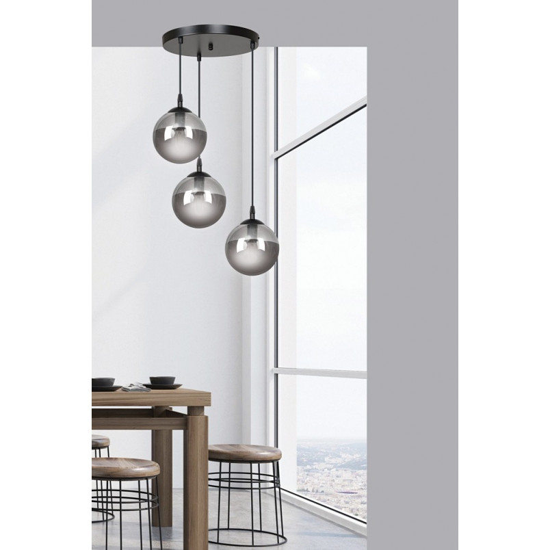 Lampa Wisząca Cosmo III Emibig | Szkło, 40cm, Czarno-Grafitowa
