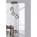 Lampa Wisząca Cosmo III Emibig | Szkło, 40cm, Czarno-Grafitowa