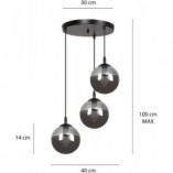 Lampa Wisząca Cosmo III Emibig | Szkło, 40cm, Czarno-Grafitowa