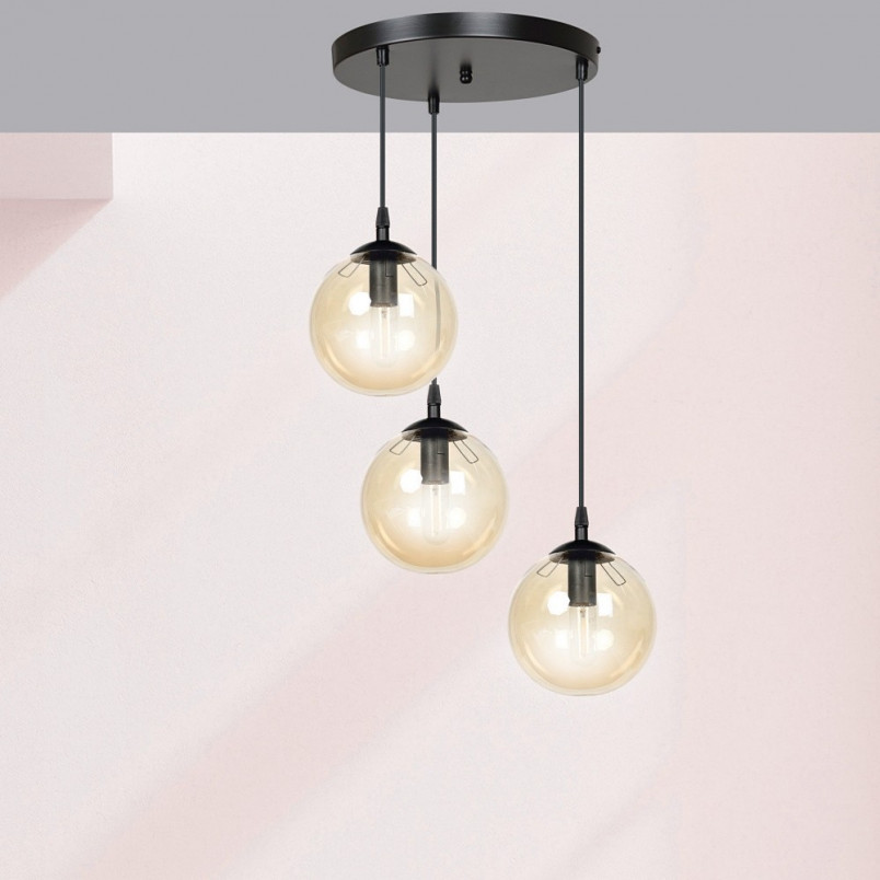 Lampa wisząca Cosmo III - szkło, bursztyn, Emibig | Kup online