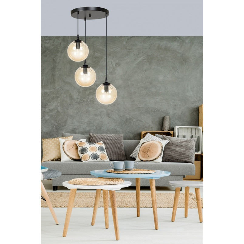 Lampa wisząca Cosmo III - szkło, bursztyn, Emibig | Kup online
