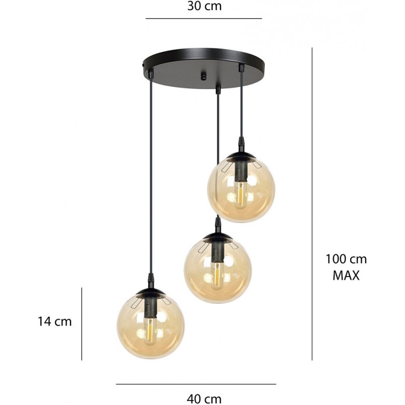 Lampa wisząca Cosmo III - szkło, bursztyn, Emibig | Kup online
