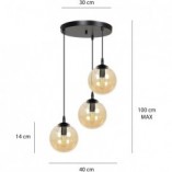 Lampa wisząca Cosmo III - szkło, bursztyn, Emibig | Kup online