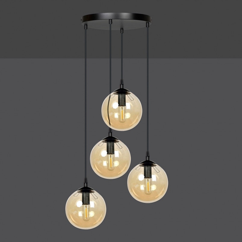 Lampa wisząca Cosmo IV - szklane kule, bursztyn, Emibig