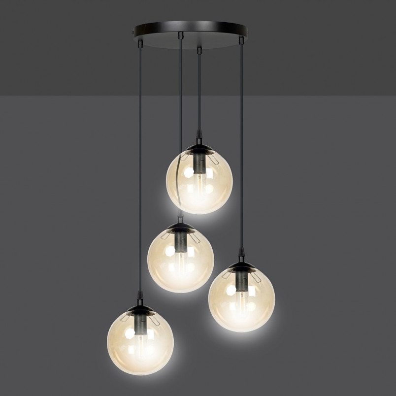 Lampa wisząca Cosmo IV - szklane kule, bursztyn, Emibig