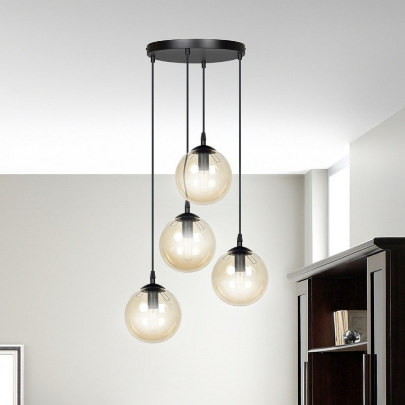Lampa wisząca Cosmo IV - szklane kule, bursztyn, Emibig