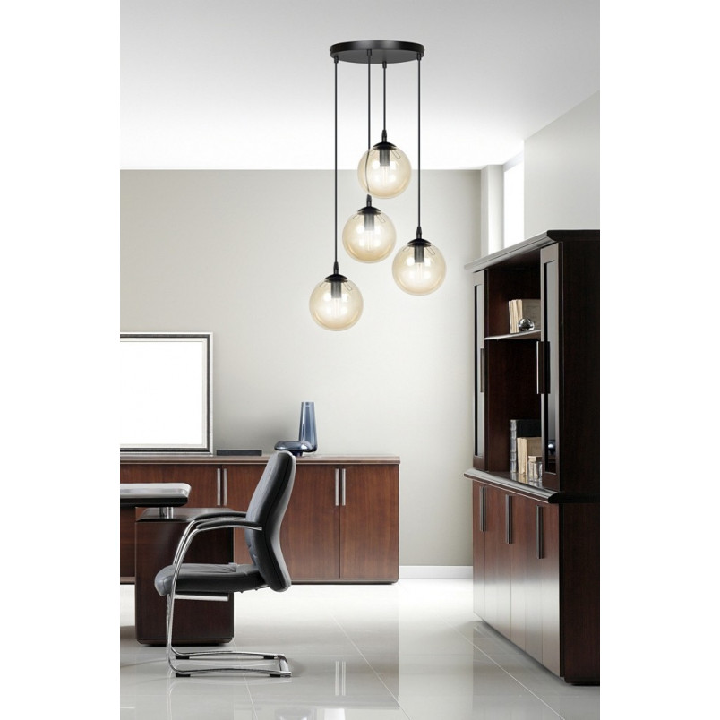 Lampa wisząca Cosmo IV - szklane kule, bursztyn, Emibig