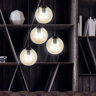 Lampa wisząca Cosmo IV - szklane kule, bursztyn, Emibig