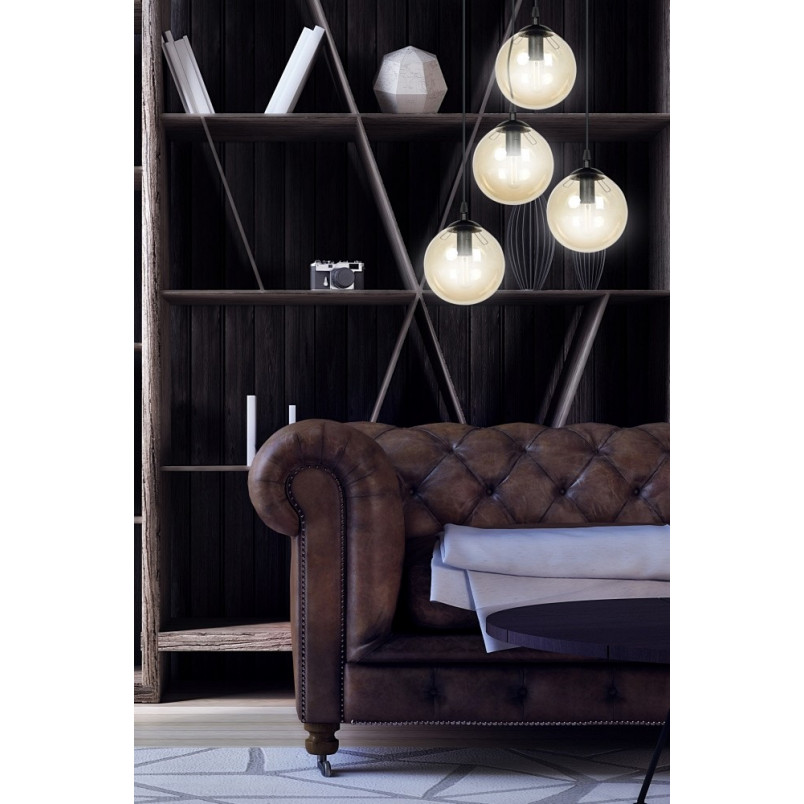 Lampa wisząca Cosmo IV - szklane kule, bursztyn, Emibig