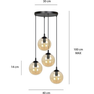 Lampa wisząca Cosmo IV - szklane kule, bursztyn, Emibig