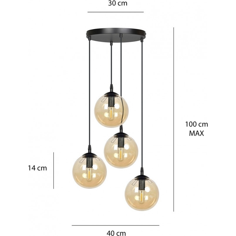 Lampa wisząca Cosmo IV - szklane kule, bursztyn, Emibig