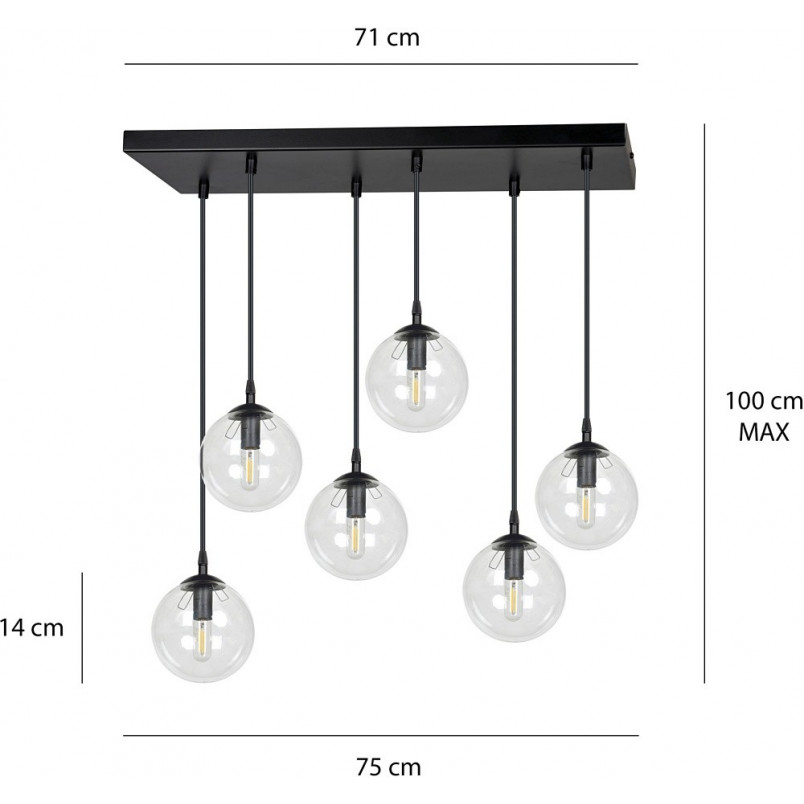 Lampa wisząca Cosmo VI Emibig - Szklane kule, 6 punktów