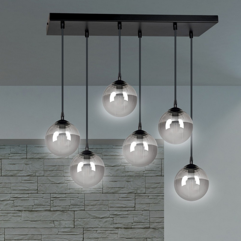 Lampa wisząca Cosmo VI - 6 punktów, szkło, Emibig