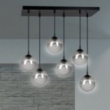 Lampa wisząca Cosmo VI - 6 punktów, szkło, Emibig