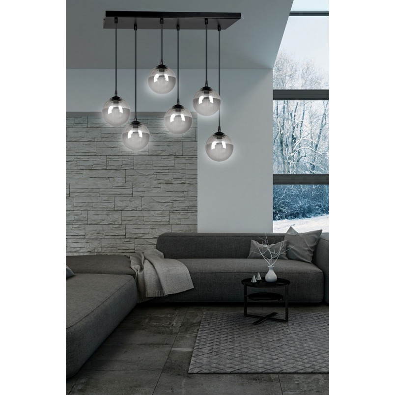 Lampa wisząca Cosmo VI - 6 punktów, szkło, Emibig