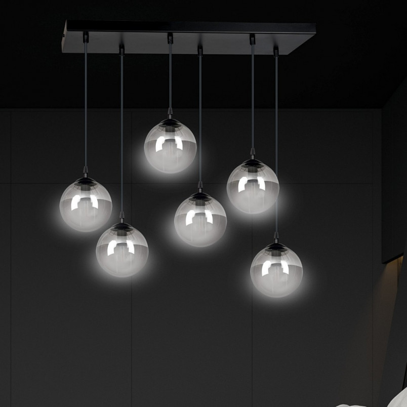 Lampa wisząca Cosmo VI - 6 punktów, szkło, Emibig
