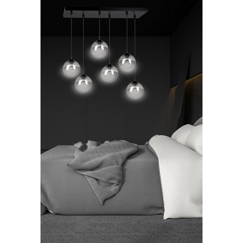 Lampa wisząca Cosmo VI - 6 punktów, szkło, Emibig