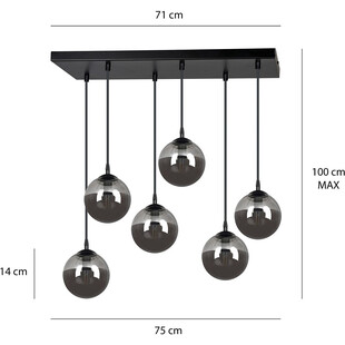 Lampa wisząca Cosmo VI - 6 punktów, szkło, Emibig