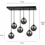 Lampa wisząca Cosmo VI - 6 punktów, szkło, Emibig