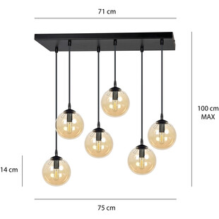 Lampa Wisząca Cosmo VI | Szkło, 6 Punktów | Emibig