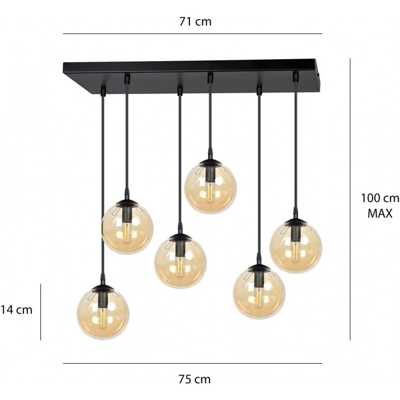 Lampa Wisząca Cosmo VI | Szkło, 6 Punktów | Emibig