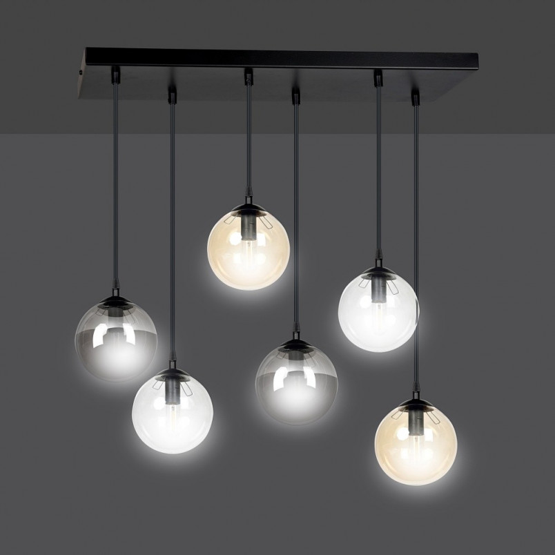 Lampa Cosmo VI - Szklane Kule, Grafitowo-Miodowa | Emibig