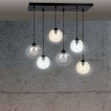 Lampa Cosmo VI - Szklane Kule, Grafitowo-Miodowa | Emibig