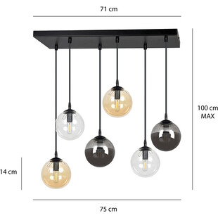 Lampa Cosmo VI - Szklane Kule, Grafitowo-Miodowa | Emibig
