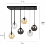 Lampa Cosmo VI - Szklane Kule, Grafitowo-Miodowa | Emibig