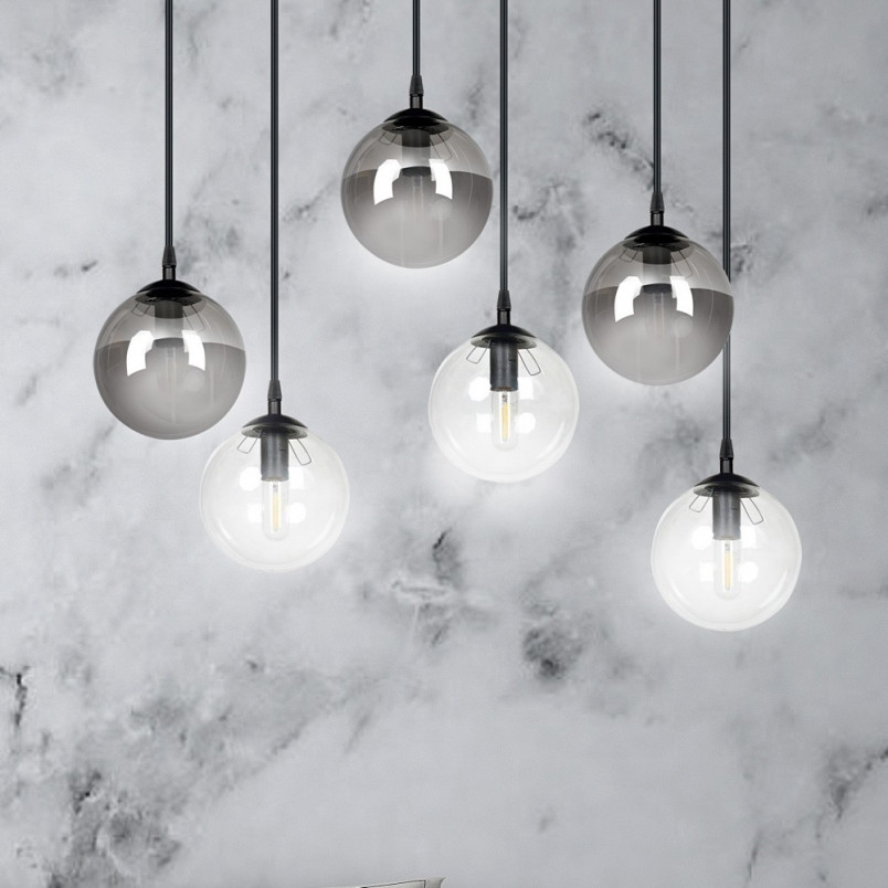 Lampa Wisząca Cosmo VI Emibig | Szklane Kule, Grafit