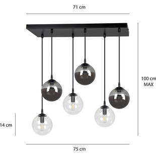 Lampa Wisząca Cosmo VI Emibig | Szklane Kule, Grafit
