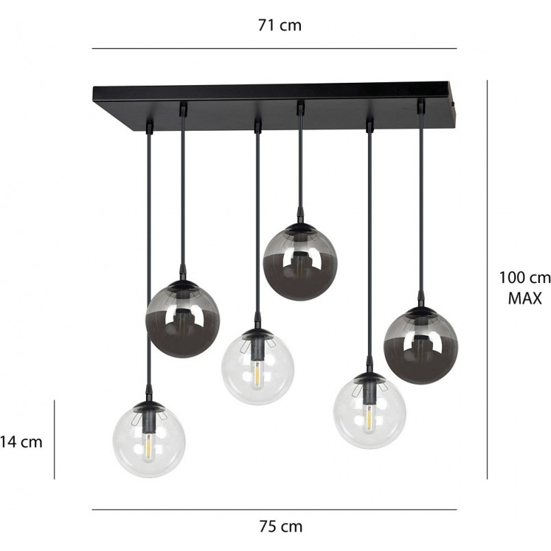 Lampa Wisząca Cosmo VI Emibig | Szklane Kule, Grafit