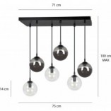 Lampa Wisząca Cosmo VI Emibig | Szklane Kule, Grafit