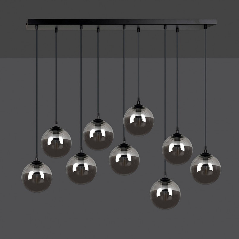 Lampa Wisząca Cosmo IX - Szklane Kule Czarno-Grafitowe | Emibig