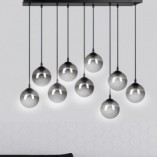 Lampa Wisząca Cosmo IX - Szklane Kule Czarno-Grafitowe | Emibig