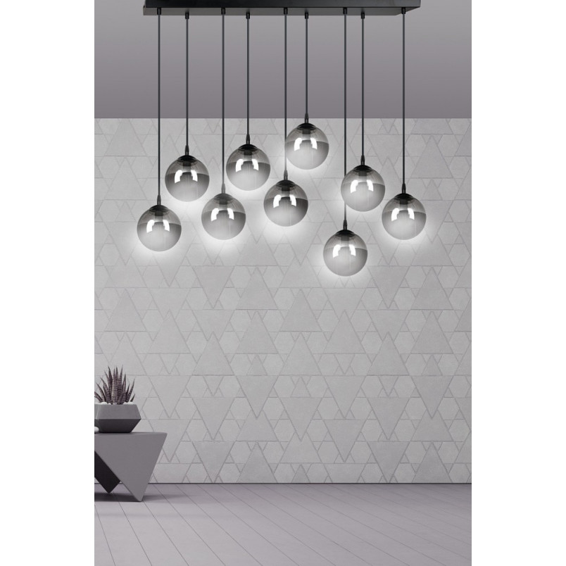 Lampa Wisząca Cosmo IX - Szklane Kule Czarno-Grafitowe | Emibig