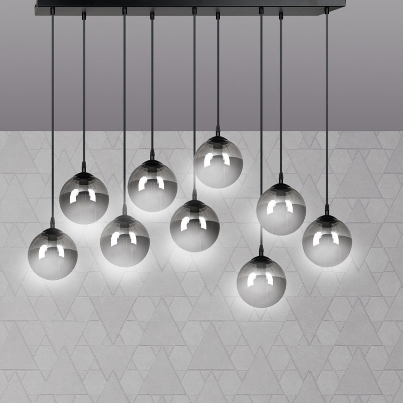 Lampa Wisząca Cosmo IX - Szklane Kule Czarno-Grafitowe | Emibig