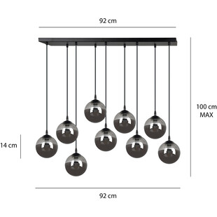 Lampa Wisząca Cosmo IX - Szklane Kule Czarno-Grafitowe | Emibig
