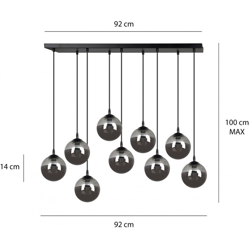 Lampa Wisząca Cosmo IX - Szklane Kule Czarno-Grafitowe | Emibig
