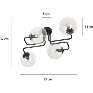 Lampa sufitowa szklane kule Brendi IV czarno-przezroczysta marki Emibig