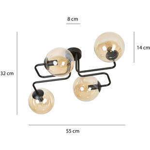 Lampa sufitowa szklane kule Brendi IV czarno-miodowa marki Emibig
