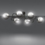 Lampa Sufitowa Brendi 6A - Szklane Kule, Czarno-Grafitowa | Emibig