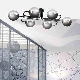 Lampa Sufitowa Brendi 6A - Szklane Kule, Czarno-Grafitowa | Emibig