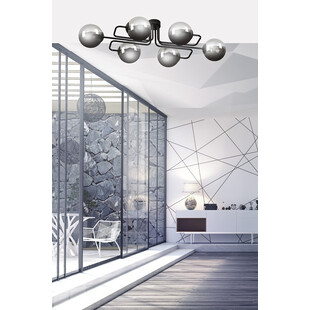 Lampa Sufitowa Brendi 6A - Szklane Kule, Czarno-Grafitowa | Emibig