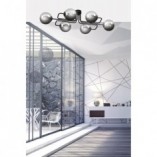 Lampa Sufitowa Brendi 6A - Szklane Kule, Czarno-Grafitowa | Emibig